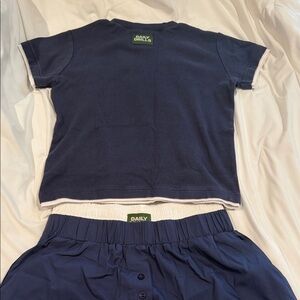 Daily Drills Navy set: Athletic Boxer Shorts with White Waistband and Navy Top